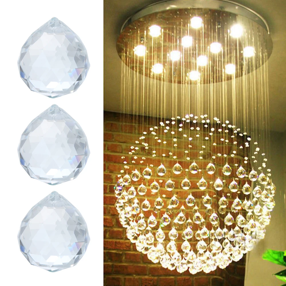 20mm Feng Shui Hanging Crystal Ball Lamp Sphere Prism Rainbow Sun Catcher 