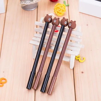 

4pc/lot Cute bear head 0.5mm cartoon black ink water pen / gel pen / learning supplies/creative stationery