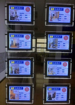 

48PCS Acrylic Panel Two Sides display Light Box A4 Real Estate Shop/agent Window Hanging Led display frame