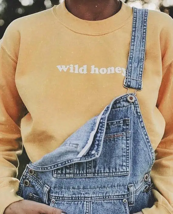 Skuggnas Wild Honey Crewneck Sweatshirt Long Sleeve Women Fashion Jumper Grunge Casual Tops High quality Yellow Sweatshirt