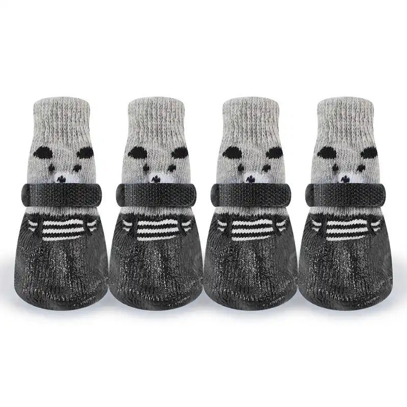 4pcs Pet Cat Dog Waterproof Nonslip Socks Shoes Boots With Rubber