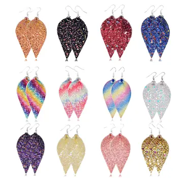 

12 Pairs Teadrop Leather Earrings Leaf Petal Antique Lightweight Drop Ethnic Floral Dangle Earrings for Women Girls Gift
