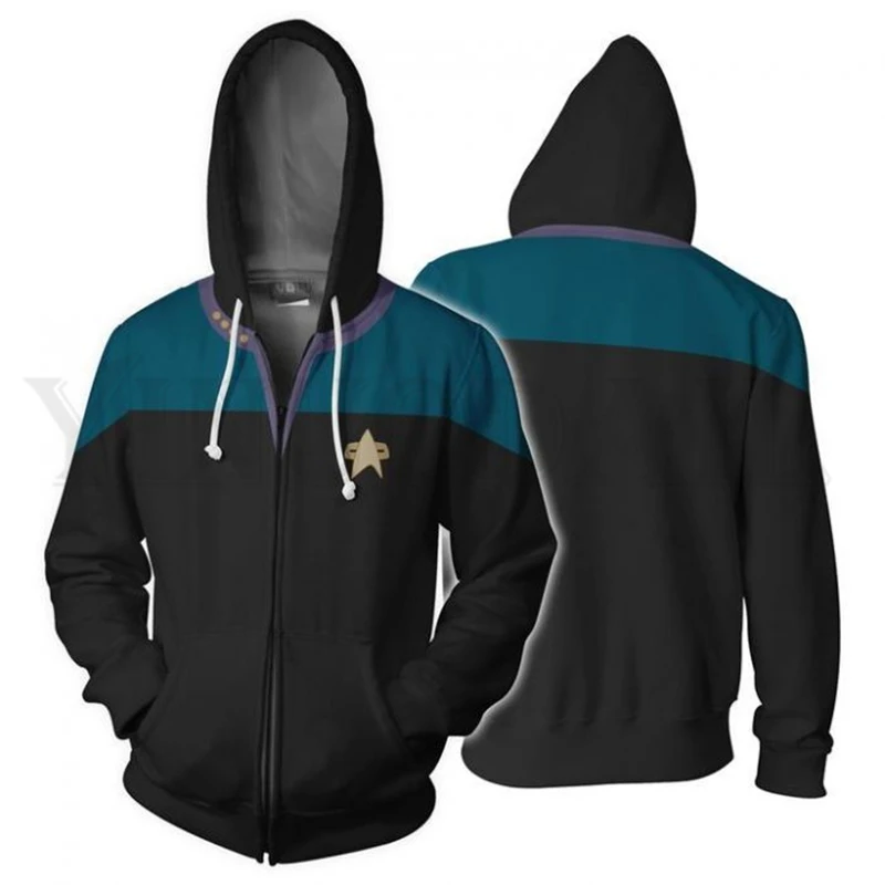 

Men and Women Zip Up Hoodies Star Trek Discovery Uniform Hooded Jacket Superheroes Sweatshirt Fans Streetwear Cosplay Costume