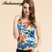 Шелковый жилет, женский натуральный шелк с принтом, одежда, без рукавов, майки больших размеров