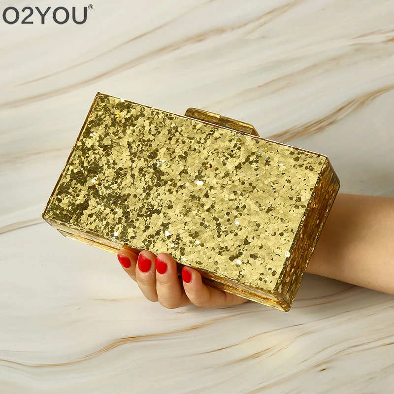 

Gold Silver Glitter Women Messenger Bags Brand Fashion Luxury Acrylic Lattice Handbag Party Prom Party Clutch Woman Evening Bag