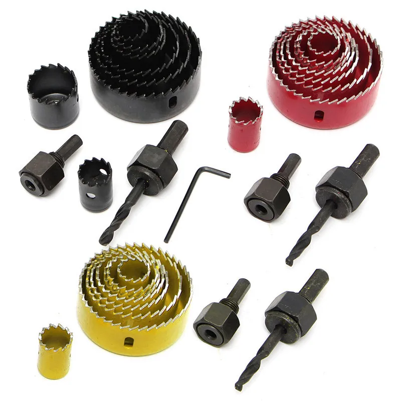

Newest 8 Pcs Wood Alloy Iron Cutter Bi Metal Hole Saw Set HSS Drill Bit Kit With Hex Wrench Woodworking Cutter For Power Tools