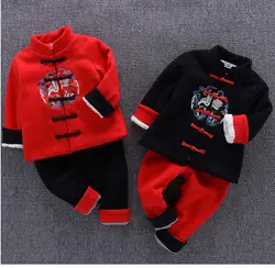 2019 детский Традиционный китайский винтажный костюм Hanfu, Детский комплект, осенне-зимняя одежда для малышей, комплекты для маленьких