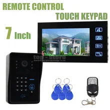 DIYSECUR Control Remoto 7 pulgadas LCD Video Puerta Del Timbre Del Teléfono del Sistema de Intercomunicación Con Código de Contraseña Lector de RFID Teclado Cámara de INFRARROJOS