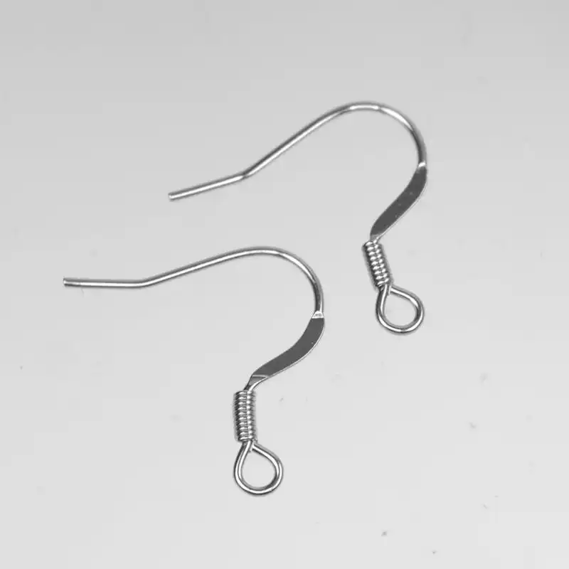 20pcs Surgical Stainless Steel Flat French Hook Earwires Silver French Hook Earwires Silver