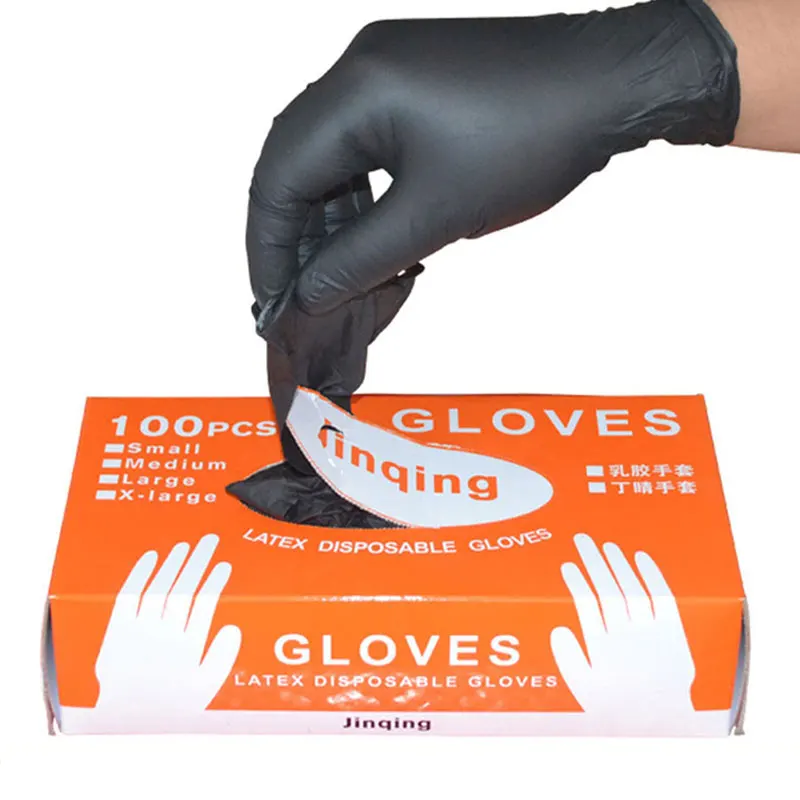 

100Pcs/Box Black Disposable Nitrile Gloves Powder Free Ambidextrous For Medical House Industrial Use Tattoo Gloves