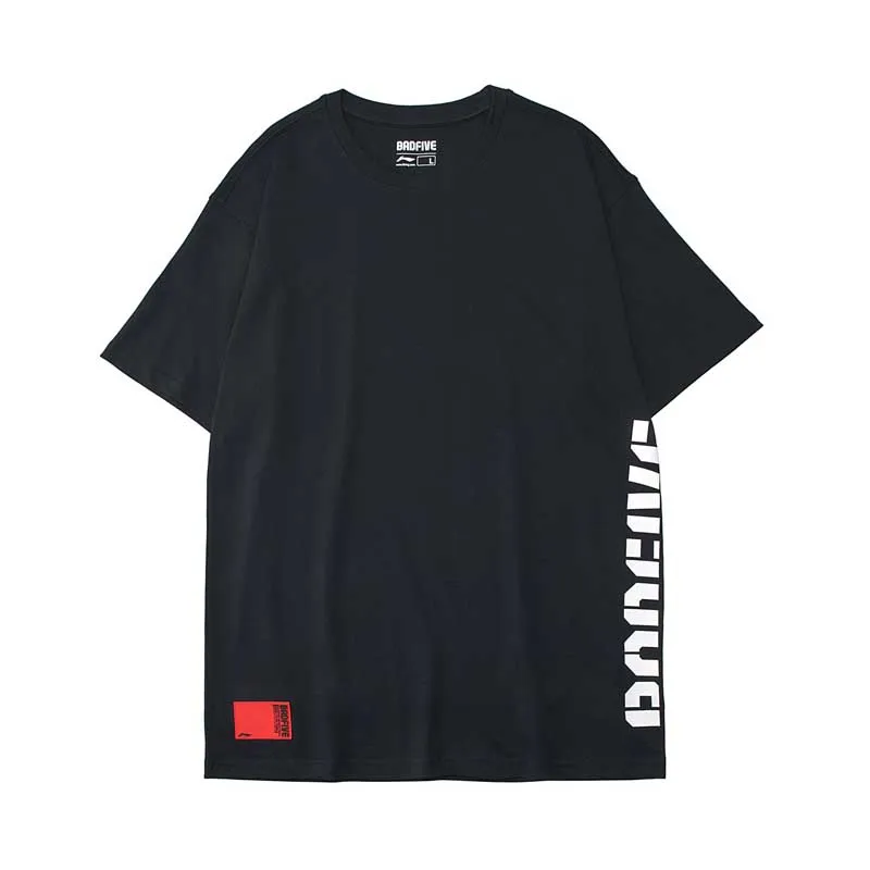 Li-Ning мужские баскетбольные футболки серии BAD FIVE, свободные спортивные футболки с подкладкой из хлопка, топы AHSP035 MTS3067