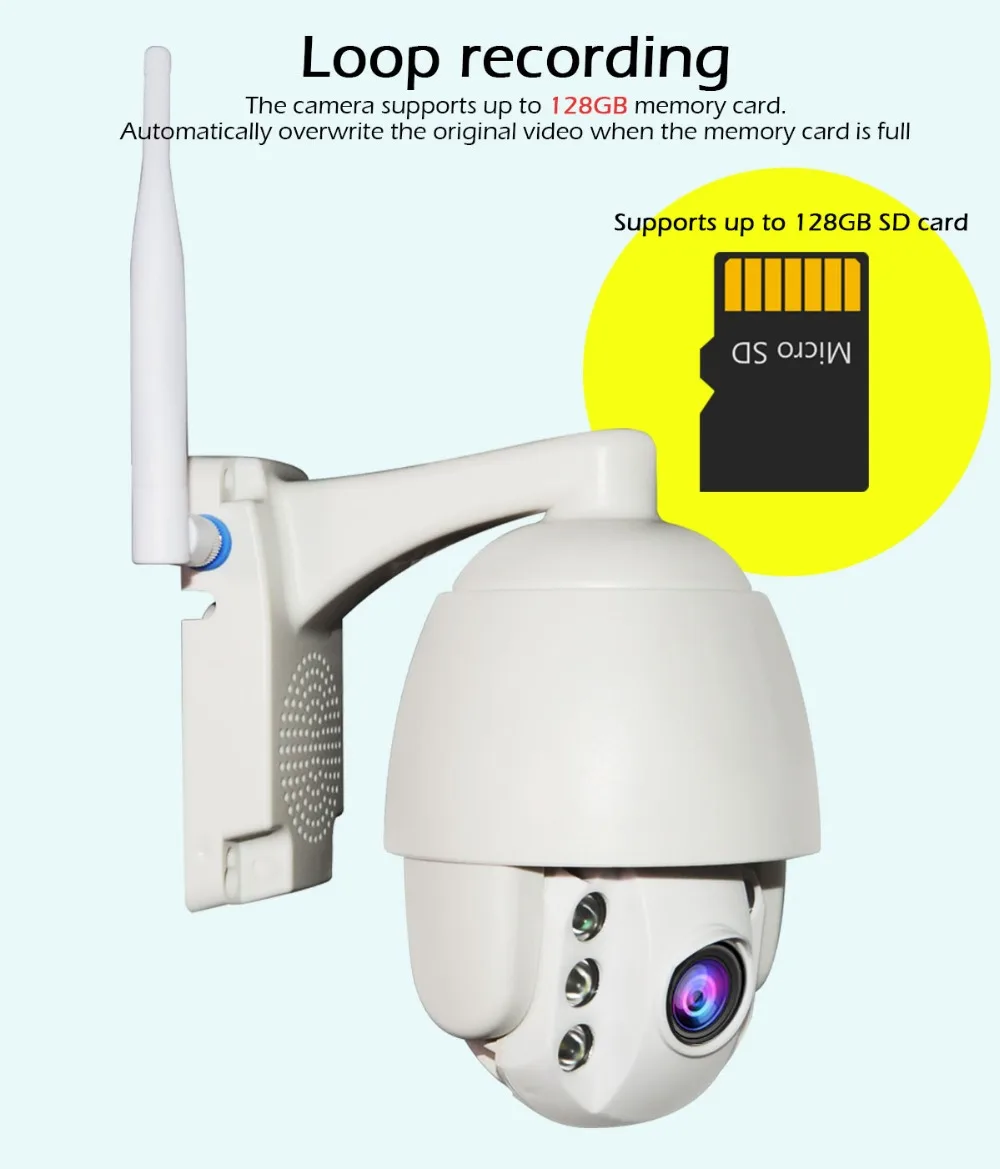 Full HD 1080p 2MP IP Камера Открытый PTZ 5X зум безопасности Камера Wifi ИК ночного Cam Водонепроницаемый P2P CCTV Аудио Скорость купол Камера