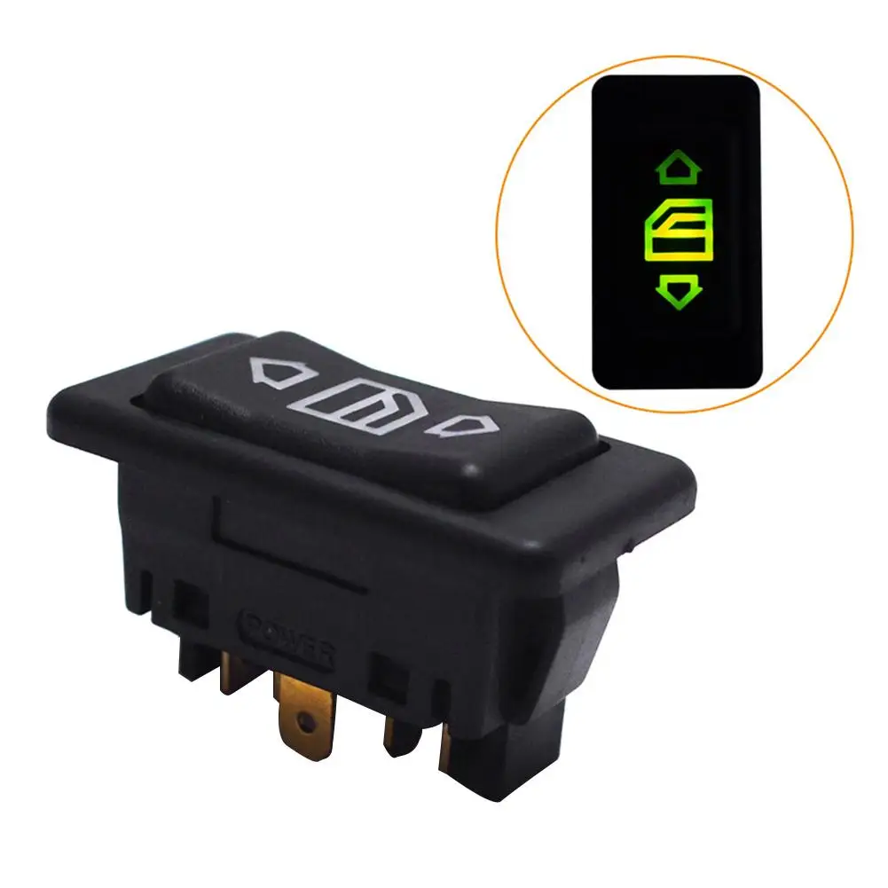 

12V/24V 20A 6-pin Car Universal Window Glass Lifter Switch Button For All Cars With Green LED Light Car Button Switch