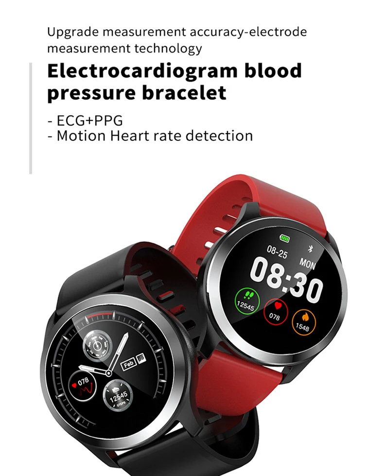 Смарт-часы с монитором сердечного ритма, часы для измерения артериального давления, ЭКГ PPG, фитнес-часы, водонепроницаемые многорежимные спортивные Смарт-часы