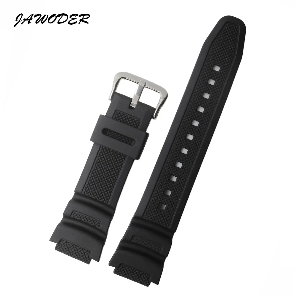 JAWODER watchbands 25mm Black Silicone rubber watch band Strap for