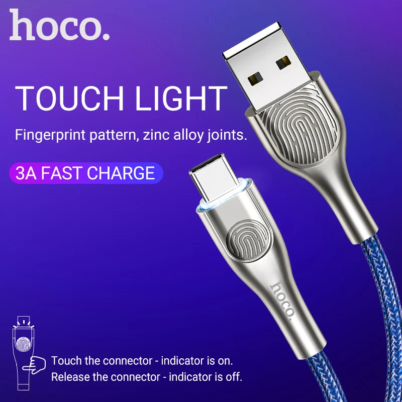 hoco usb type c кабель для зарядки usb c тип с зарядный провод type-c для samsung huawei xiaomi шнур юсб си тайп си зарядник с индикатором для сяоми самсунг андроид смартфон тип с шнурок зарядное устройство