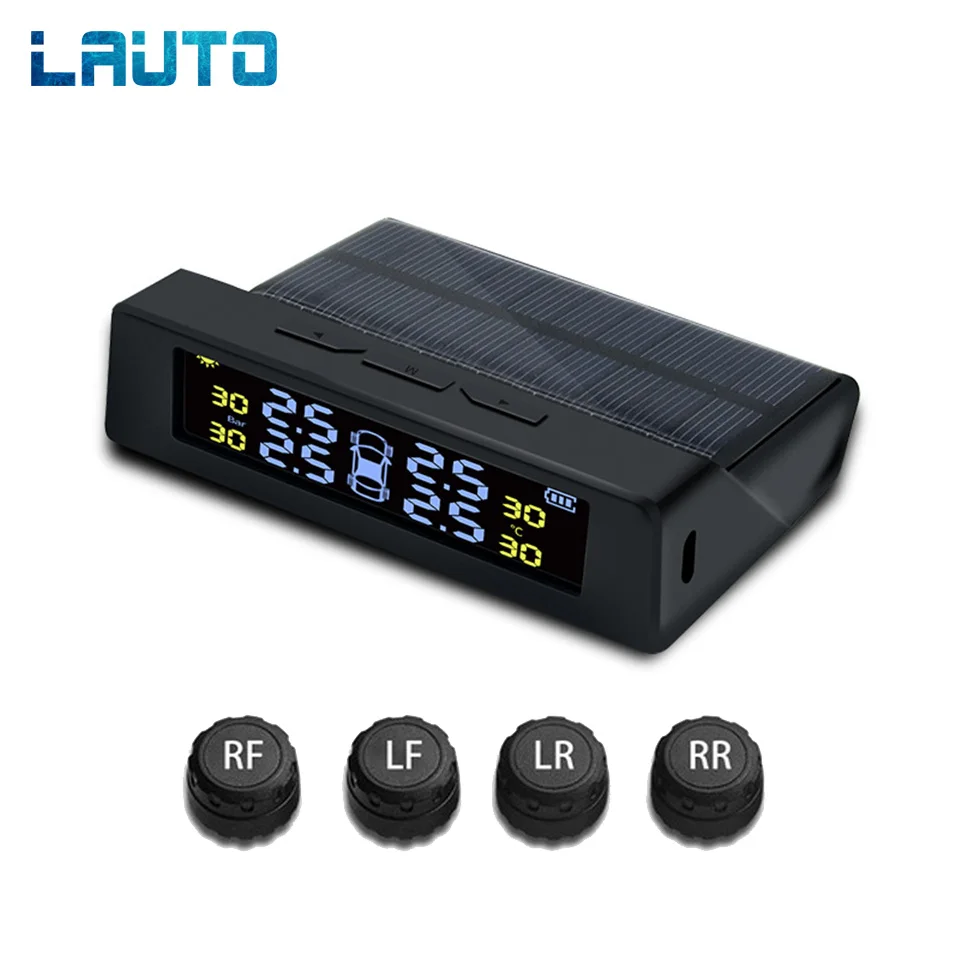 LAUTO Солнечная энергия автомобиля TPMS система контроля давления в шинах Авто умный
