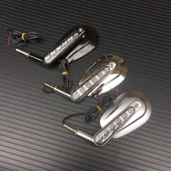 

Pair Black/Chrome Motorcycle Mirror Muscle LED Turn Signals Light Moto Rear side View mirrors case for Harley V-ROD V ROD VRSCF
