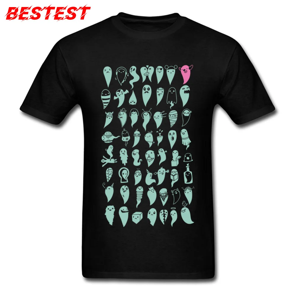 Camisa All The Ghosts Tops Shirt for Men Fitted Father Day Round Collar 100% Cotton Short Sleeve Tshirts Geek Top T-shirts All The Ghosts black