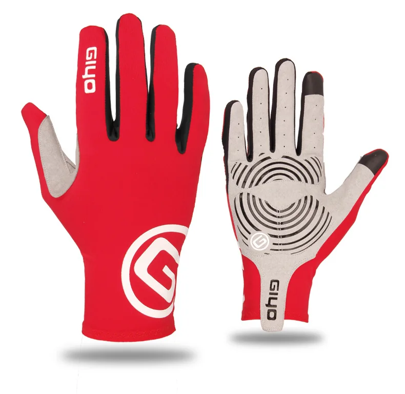 GIYO новые дышащие велосипедные перчатки с сенсорным экраном, противоскользящие гелевые накладки, перчатки для шоссейного велосипеда, ветрозащитные перчатки для горного велосипеда - Цвет: Red