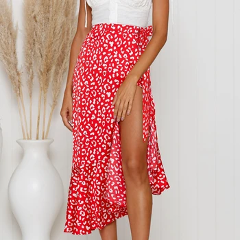 

Summer High Waist Maxi Skirts Women Irregular Ruffles Party Beachwear Chiffon Long Casual Dress 2019 New