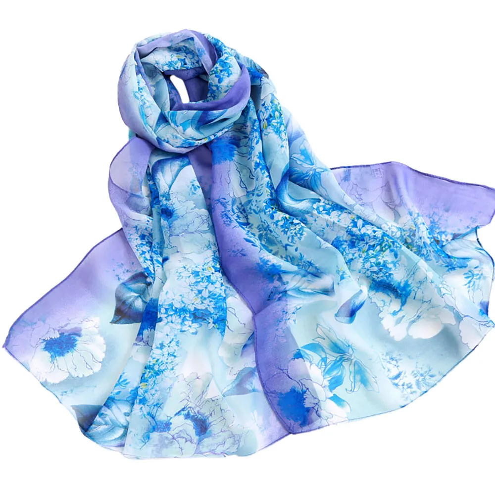 

Winter Scarf Women Long Voile Floral Print Scarf Soft Pashmina Shawls And Wraps Silk Scarves Echarpe Hiver Femme