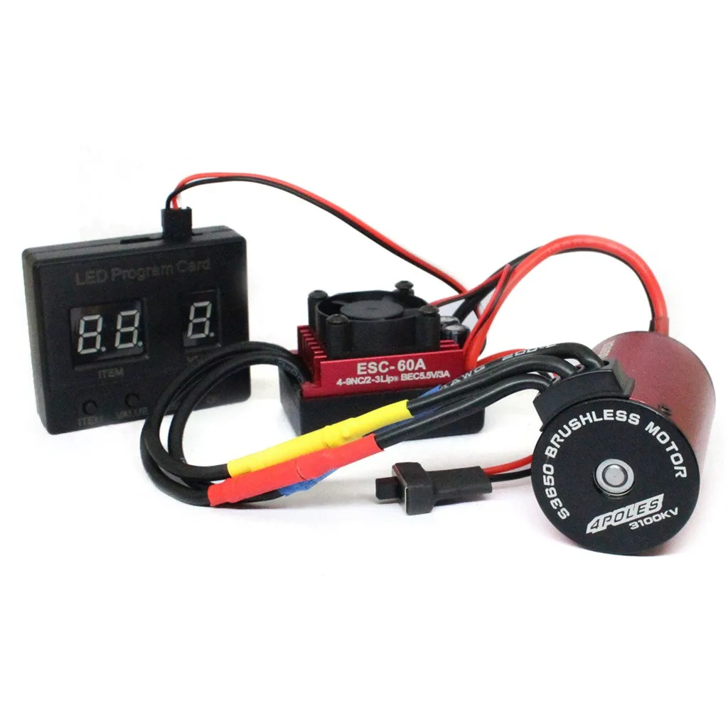 

S3650 3100KV Brushless Motor+60A ESC +Program Card Combo For 1/10 RC Car Truck #$