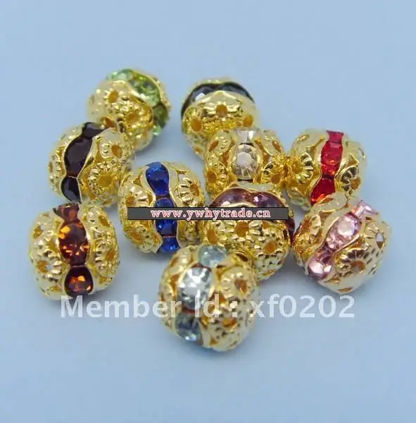 

8MM Mixed Color Crystal Rhinestone Spacer Loose Beads mixed colour 40pcs shamballa rhinestone ball free shipping