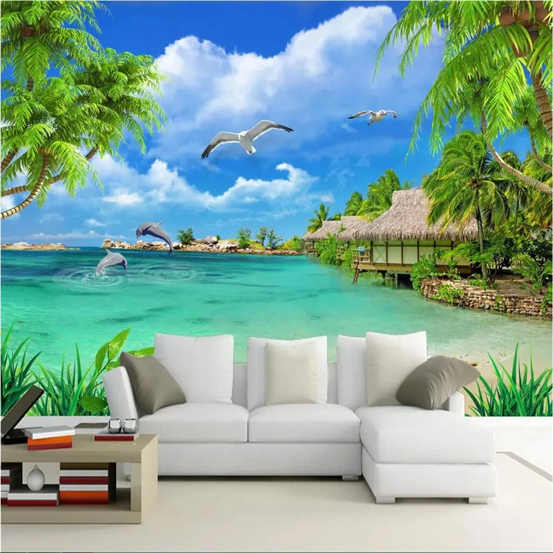 

beibehang Custom photo wall paper mural 3D coconut tree landscape wall papers home decor wallpapers for living room
