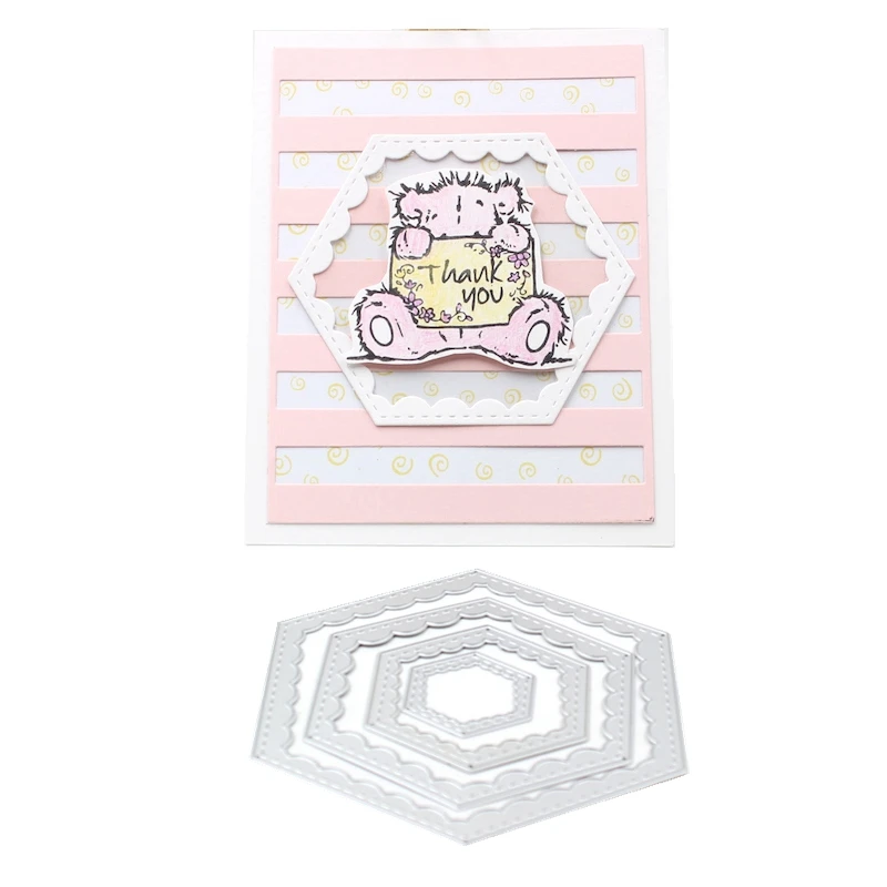 

Stitched Scalloped Hexagons Metal Cutting Dies for DIY Scrapbooking/photo album Decorative Embossing DIY Paper Card