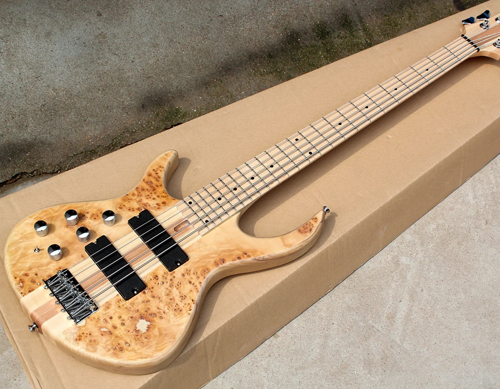 Left hand 5 Strings Electric Bass Guitar with Maple Fretboard,Neck thru