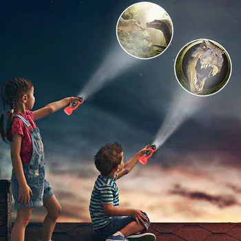 

Kids Rotatable Cartoon Animal Dinosaur Style LED Flashlight Projector Baby Sleep Light LED Luminous Flashlight Light-up toy