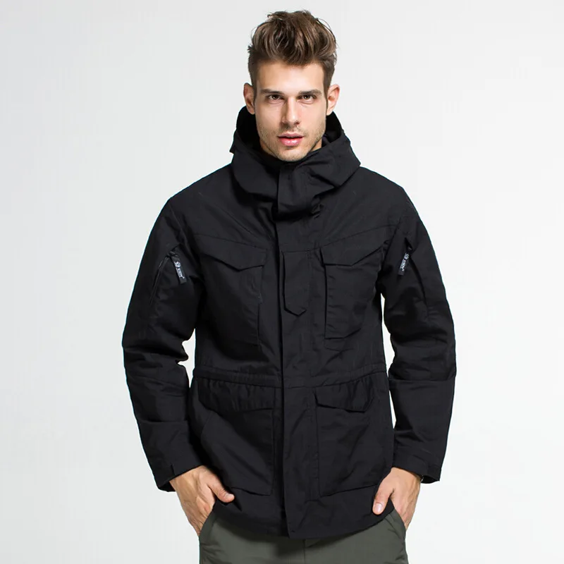 Мужская тактическая одежда армии США ветрозащитная Военная Полевая куртка пальто с капюшоном Casaco Masculino ветровка мужская осень зима - Цвет: black