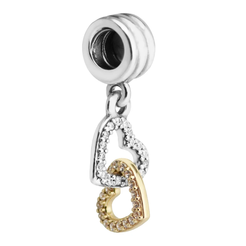 

Original 925 Sterling Silver Bead Fit Pandora Bracelet Interlocked Hearts Charm Beads for Women DIY Jewelry Kralen