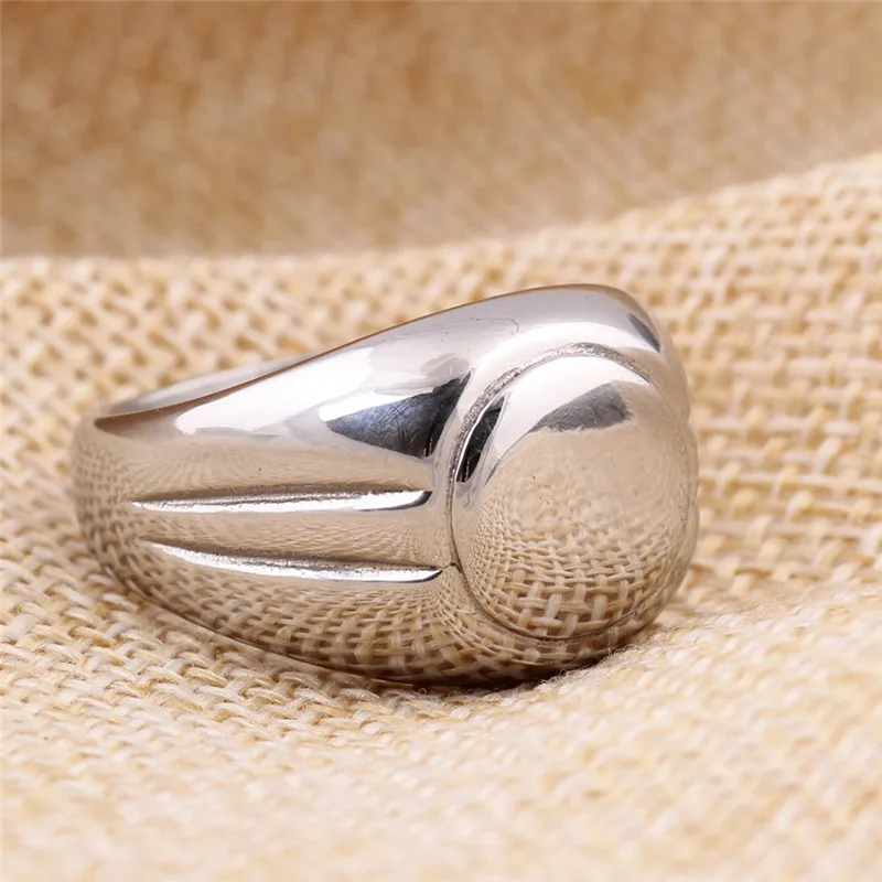 

High Polished Signet Solid Stainless Steel Biker Ring Party Gift Ring For Hiphop/Rock Style Jewelry
