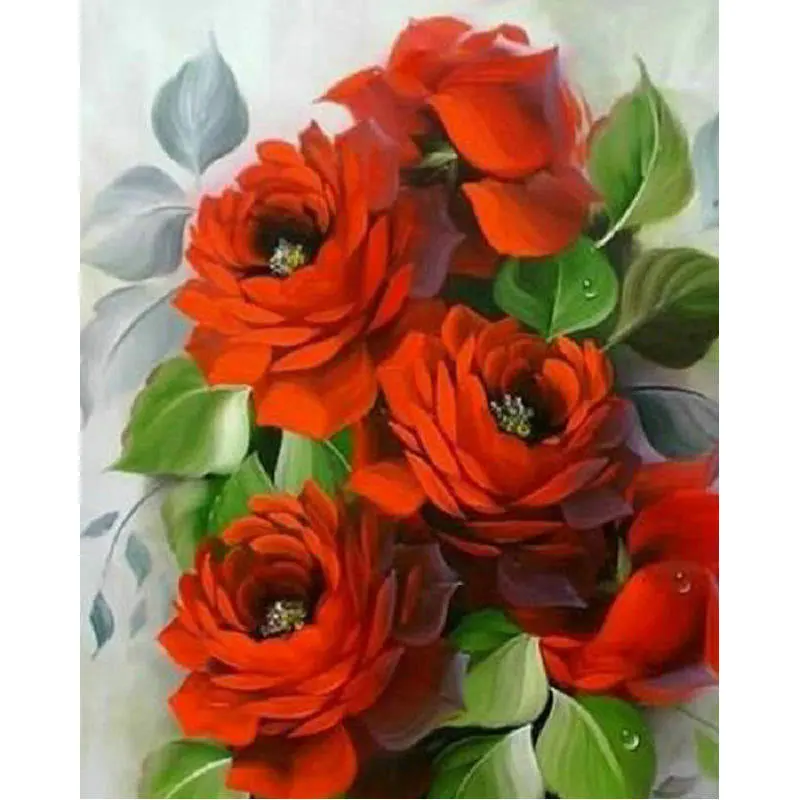 

DIY Diamond Embroidery kits Full Diamond Painting Cross Stitch red flowers stickers Square Mosaic Pattern Needlework Home Decor