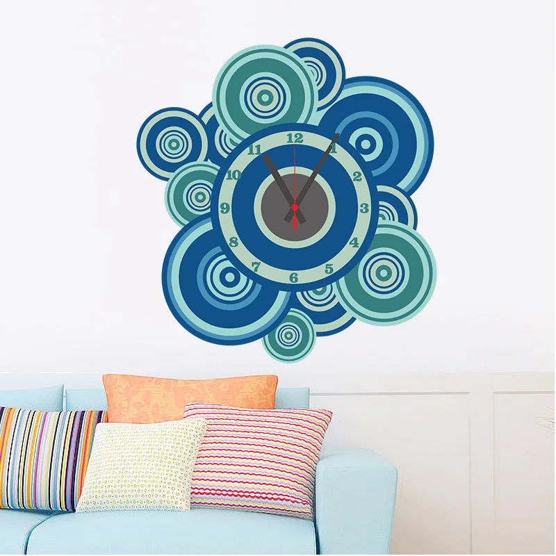 The blue circle living room decorative DIY clock decorative wall