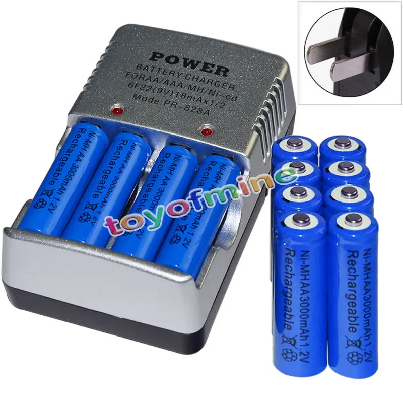 12x AA 3000mAh 1,2 V никель-металл-гидридная аккумуляторная батарея синего цвета+ 1x умное зарядное устройство