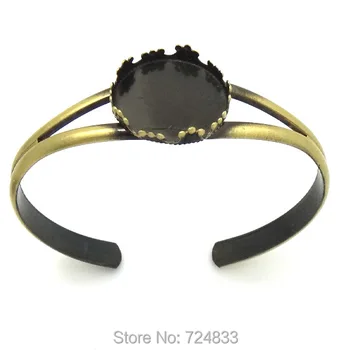 

Blank Bangle Bases Antique Bronze tone Brushed Circle Crown Bezel Cabochons Open Cuff Bracelet Bangle Settings DIY Findings