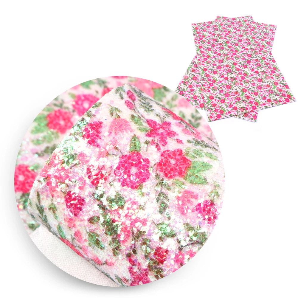 

david angie 20*34cm Heart Printed Glitter Faux Synthetic Leather Fabric,Diy Hairbows Craft Material Sewing Handmade bag,1Yc5644