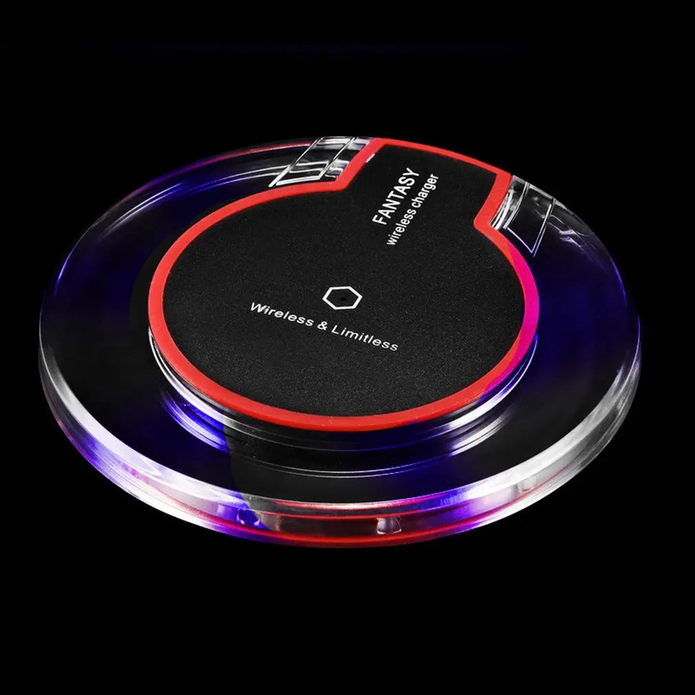 New Wireless Charging Dock Charger Crystal Round Charging Pad With Receiver For Iphone for Samsung