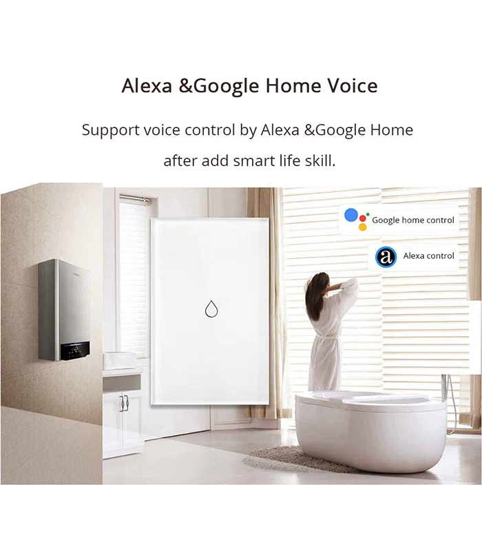 Wifi Inteligente Aquecedor de Água Interruptor de Interruptores de Controle Remoto de Voz Padrão dos Eua Touch Panel Temporizador de Trabalho ao ar Livre Alexa Google Casa 6 Interruptores de Controle Remoto de Voz padrão