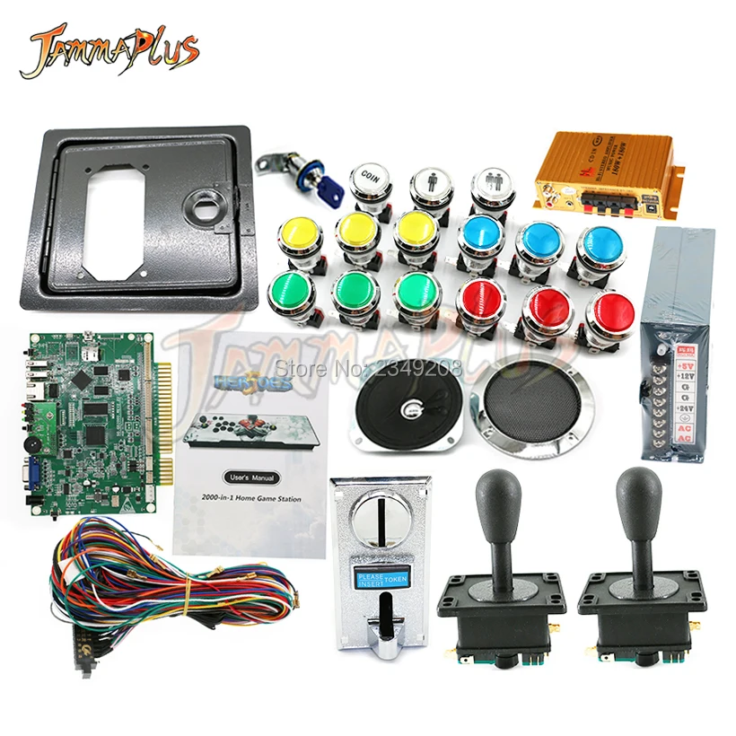 

Arcade cabinet game kit 2020 in 1 Multigame PCB Board with happy joystick LED Buttons Power Supply Speaker 28P JAMMA Loom