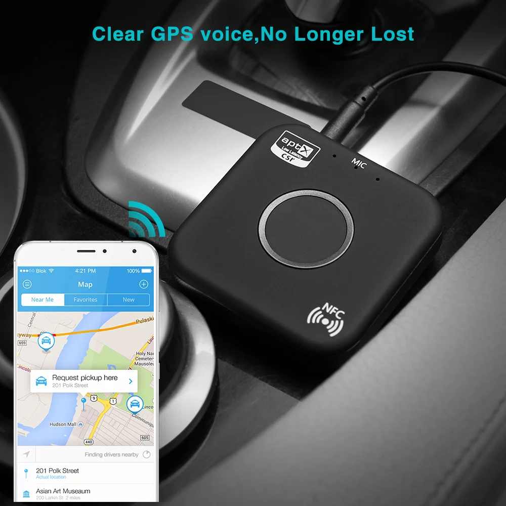 NFC Bluetooth приемник aptX LL 3,5 мм разъем AUX RCA беспроводной адаптер автомобильный Громкая связь вызова и микрофон Bluetooth 4,2 аудио приемник