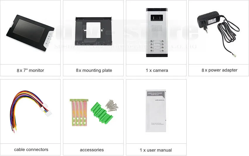 Diysecur качество 7 "4-проводной Квартира видео-телефон двери аудио и видео домофон Системы ИК Камера для 8 семей