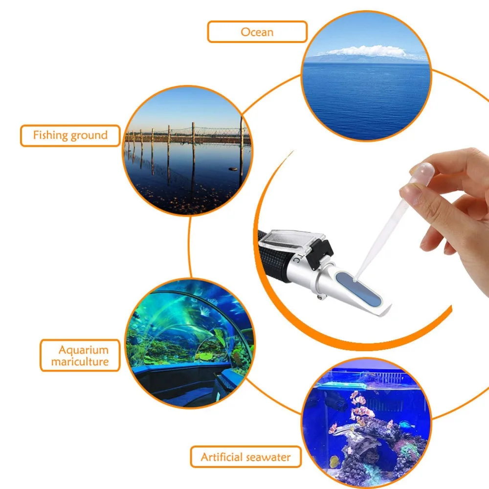 Портативный Salinometer 0-10 хлорид натрия концентрации рефрактометр морской рефрактомер морская вода, аквариум