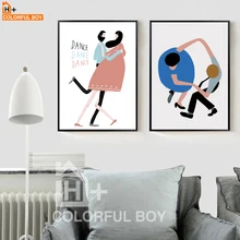 COLORFULBOY Dancing People cuadro sobre lienzo para pared Estilo nórdico Vintage Poster impresiones cuadros de pared para sala de estar decoración del hogar