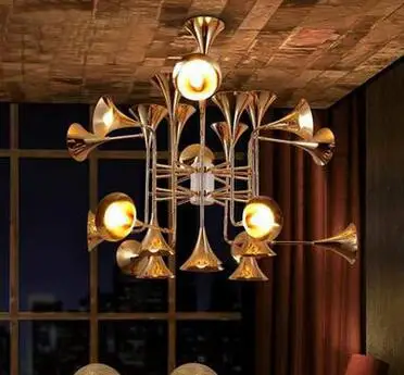 

post-modern 12/16 heads horn rust iron pendent lamp for dining room hotel hall villa creative bar pendent lights A55