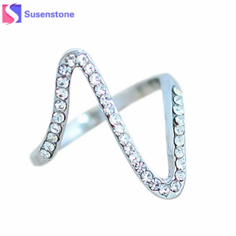 SUSENSTONE серебряные ювелирные изделия ЭКГ сердцебиения кольца для женщин импульсная молния открытый палец кольцо подарки влюбленным Аксессуары#1011