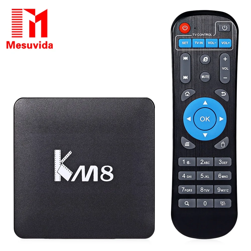 

Mesuvida KM8 TV Box Amlogic S905X Quad Core 4K H.265 VP9 Decoding Dual Band WiFi Android Media Player Set top Box Tv TVBox